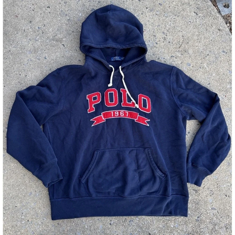 Polo Ralph Lauren Men's The RL Fleece Logo Pullover Hoodie Navy Blue XL‎